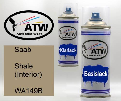 Saab, Shale (Interior), WA149B: 400ml Sprühdose + 400ml Klarlack - Set, von ATW Autoteile West.
